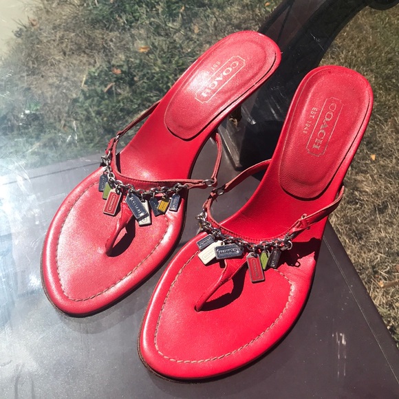 Red coach leather kitten heals 8 1/2 - Picture 1 of 2
